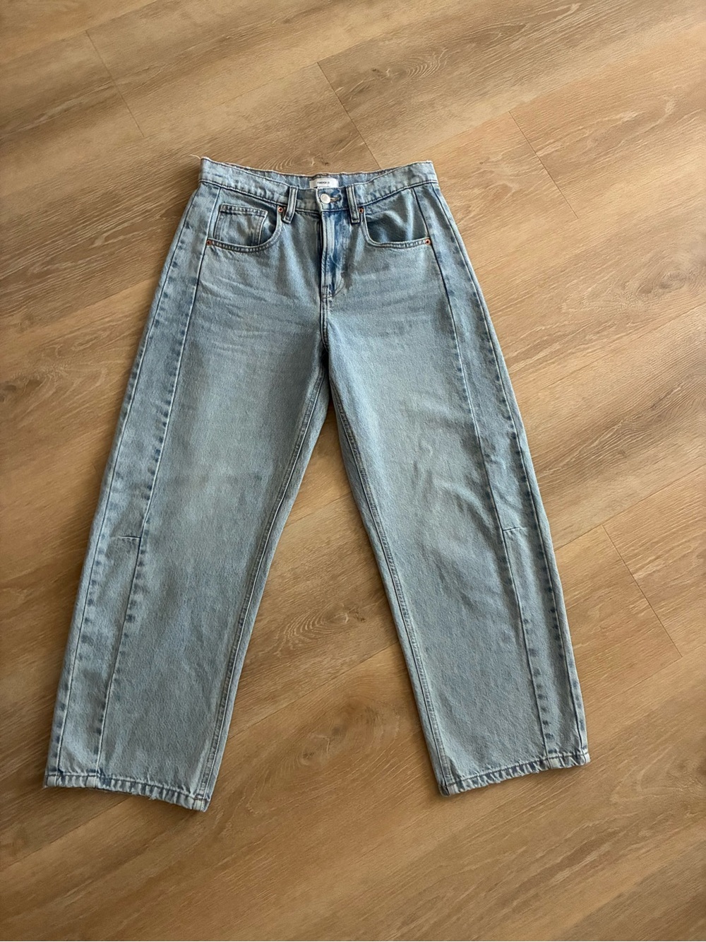 Forever 21 Light Wash Barrel Jeans with Contrast Stitching